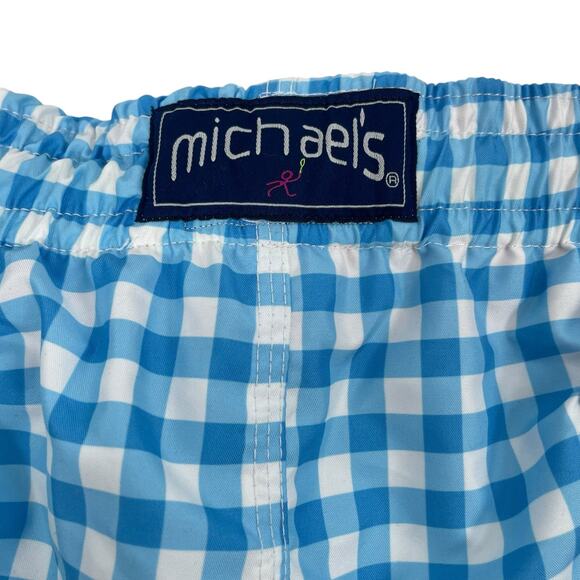 Michaels Swimwear Gingham Check Swim Trunk Shorts Blue White Size L - Picture 7 of 9